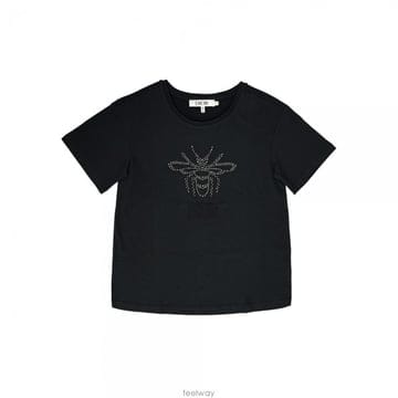 키즈 라인스톤 로고 티셔츠 블랙 6SBM13TEEG 900