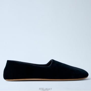 26 FW 더로우 Ponti 벨벳 위브 슬립온 플랫 슈즈 블랙 F1782 W24 BLK