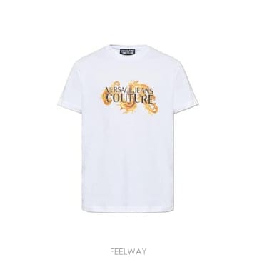 26 FW 베르사체 진스 꾸뛰르 로고 프린트 크루넥 티셔츠 G03 80GAHE02CJ00E