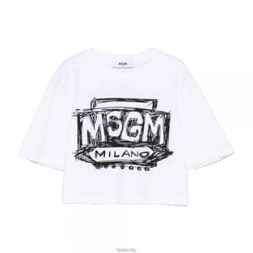 키즈 핸드 드로잉 크롭티셔츠 화이트 S6MSJGTH128 001