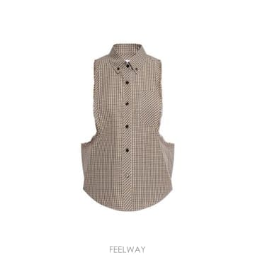 26 FW 베르사체 마이크로 체크 슬리브리스 셔츠 6G840 10235811A17897