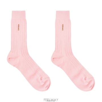 베르사체 로고 골지 양말 블랙