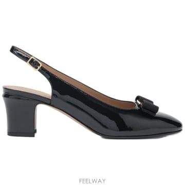 26 FW 페라가모 네로 블랙 5cm 바라 보우 슬링백 펌프스 01L13007907391C