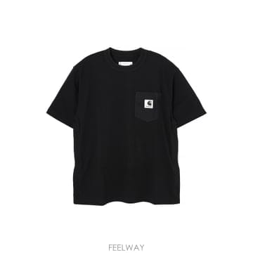 사카이 X 칼하트 WIP 코튼 져지 반팔 티셔츠 블랙 25-00995S 001