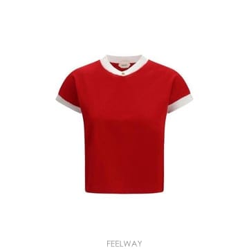 26 FW 베르사체 콘트라스트 트림 크롭 티셔츠 2RC90 10236971A17894