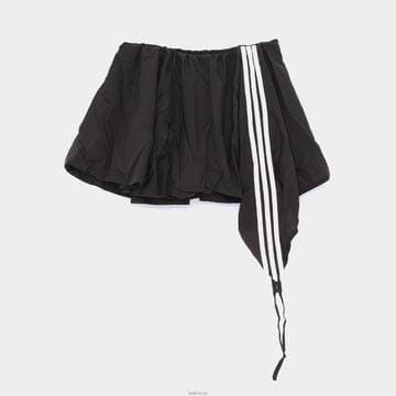 요지 야마모토 3 비대칭 주름 반바지 블랙
