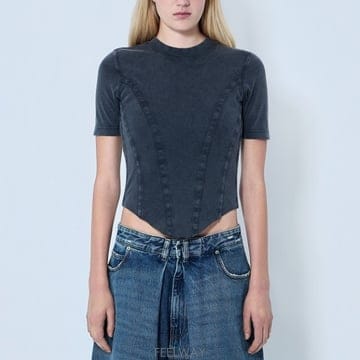26 FW 발렌시아가 워싱 코튼 블랜드 판넬드 크롭 850458 TTVF6 1055S