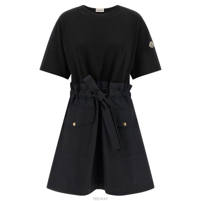26 FW 몽클레어 드로우스트링 크루넥라인 티셔츠 드레스 999 L10938I0001189AUG