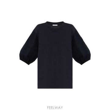 26 FW 몽클레어 퍼프 슬리브 디테일 크루넥라인 탑 742 L10938C0004589AUO