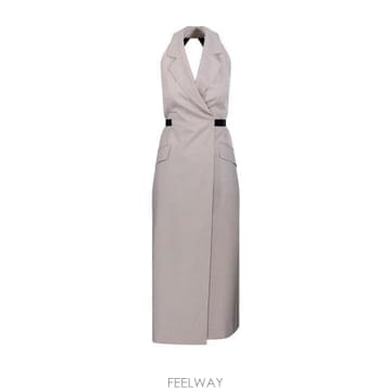 막스마라 시메 홀터넥 미디 드레스 BEIGE