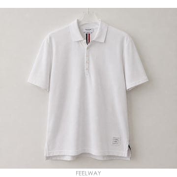 [중고] 톰브라운 반팔 카라티 화이트 릴렉스핏 남성 MJP042A 00050 100
