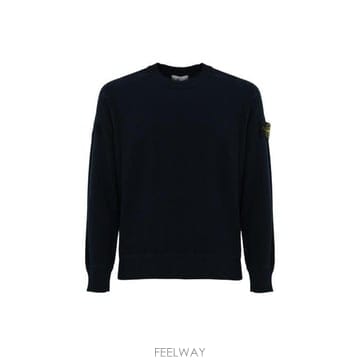 26 FW 스톤 아일랜드 시그니쳐 로고 패치 크루넥 스웨터 블루 V0020 L1S155100029S00B