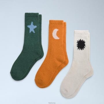 반스 패턴 크루 양말 셋 S/S