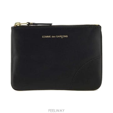 26SS 꼼데가르송 로고 레더 블랙 공용 지퍼 지갑 SA8100 BLACK