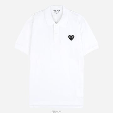 꼼데가르송 6S AX T066 051 2 블랙 하트 폴로 셔츠 화이트