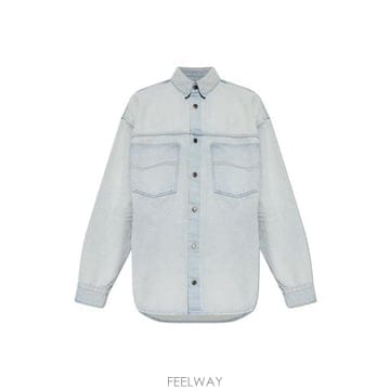 발렌시아가 데님 롱슬리브 셔츠 라이트블루