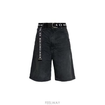 26 FW 발렌시아가 로고 벨티드 데님 쇼츠 2279 871361TQW56
