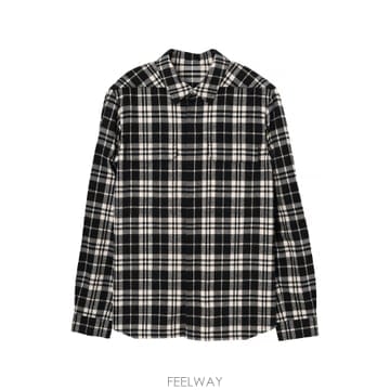 릭오웬스 블랙 플레이드 플란넬 아우터 셔츠 OUTERSHIRT RU01F2236 CP 09P