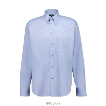 26 FW 펜디 로고 엠브로이더드 보우다운 옥스포드 셔츠 F0QR0 FS1296AVZD