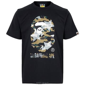 베이프 26SS 블랙 옐로우 에이프 헤드 카모플라쥬 티셔츠 001TEM301023M BLACK YELLOW