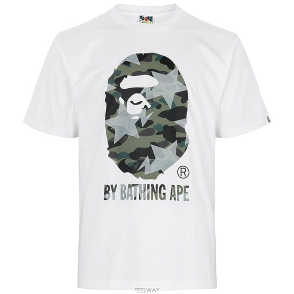 베이프 26SS 화이트 그린 에이프 헤드 카모플라쥬 티셔츠 001TEM301023M WHITE GREEN
