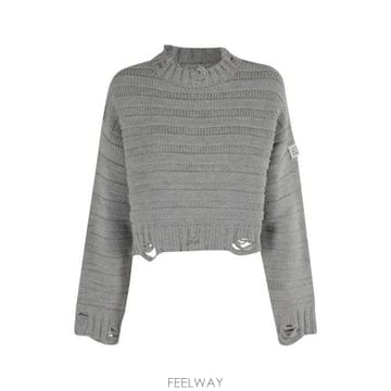 26 FW MM6 메종 마르지엘라 넘버 패치 디스트레스드 스웨터 S52HL0031M13040