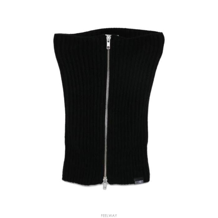 26 FW MM6 메종 마르지엘라 블랙 니트 집업 워머 900 S52TV0003M13285