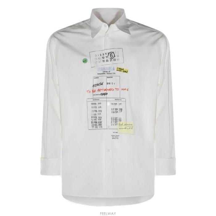 26 FW MM6 메종 마르지엘라 코튼 그래픽 버튼 셔츠 101 S52DL0237M35480