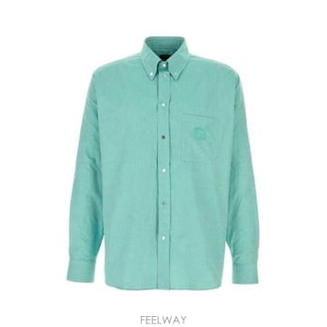26 FW 펜디 로고 엠브로이더드 보우다운 옥스포드 셔츠 F0XCN FS1296AVZD