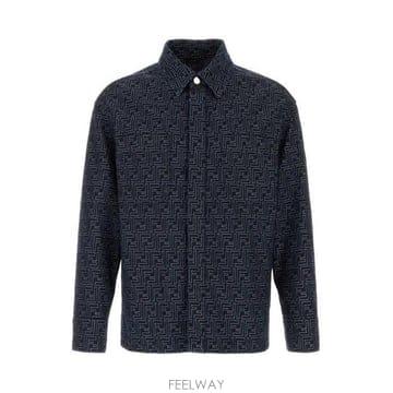 26 FW 펜디 FF 자카드 데님 칼라 자켓 F0BUZ FW1321AUX4