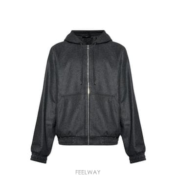 펜디 FF 플라크 지퍼업 후드 티셔츠