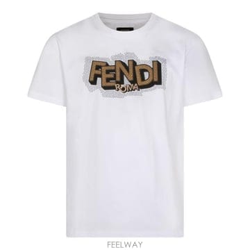 26 FW 펜디 로고 프린트 크루넥 코튼퓨어 티셔츠 F0QA0 FY1319AW0W