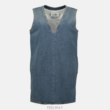 26 FW MM6 메종 마르지엘라 브이넥 코튼 데님 드레스 S62DD0049S30844