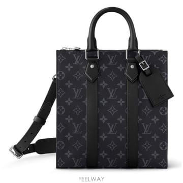 26 FW 루이비통 Sac Plat 삭 플랫 모노그램 이클립스 탑핸들 크로스백 블랙