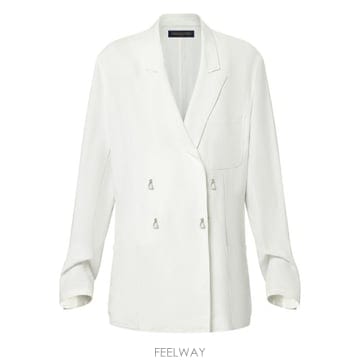 루이비통 플루이드 노치 라펠 더블 브레스트 트윌 블레이저 화이트