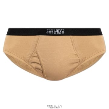 메종마르지엘라 로고 자수 브리프 화이트