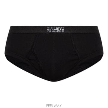 메종마르지엘라 로고 자수 브리프 화이트