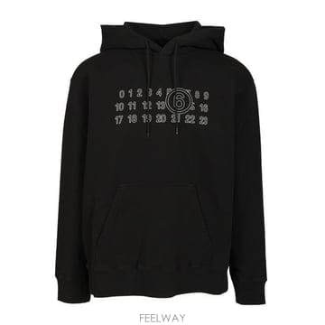 26 FW MM6 메종 마르지엘라 로고 모티프 후드 탑 블랙 SH0GU0035M25025