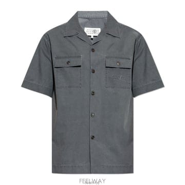 26 FW MM6 메종 마르지엘라 로고 디테일 포켓 반팔 셔츠 SH0DR0008M35741