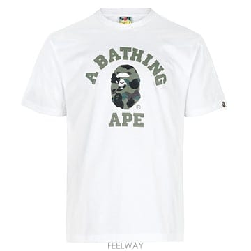 베이프 26SS 화이트 그린 1ST 카모 컬리지 티셔츠 001TEM301013M WHITE GREEN
