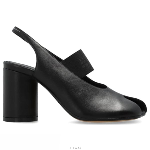 26 FW MM6 메종 마르지엘라 오픈토 슬링백 힐 샌들 BLK S59WP0213P3628