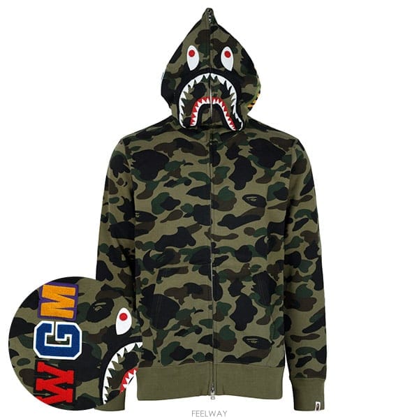 베이프 26SS 그린 1ST 카모 샤크 후드 집업 자켓 001ZPM301007M GREEN