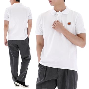 구템즈 26SS 메종키츠네 폭스헤드 패치 폴로 반팔 티셔츠 PM00209KP0002 WHITE