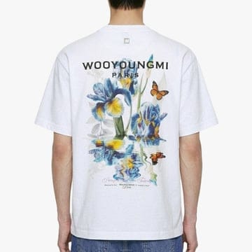 [당일출고] 우영미 26S/S 플라워 백로고 코튼 반팔티셔츠 화이트 W261TS06701W(미세하