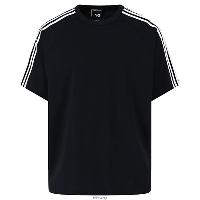 Y-3 스리 스트라이프 라글란 티셔츠
