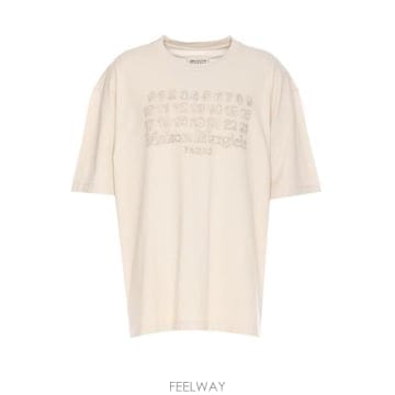메종 마르지엘라 블랙 로고 자수 티셔츠 블랙