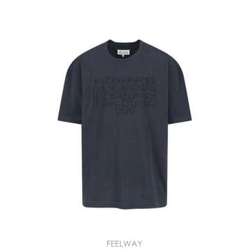 메종 마르지엘라 블랙 로고 자수 티셔츠 블랙