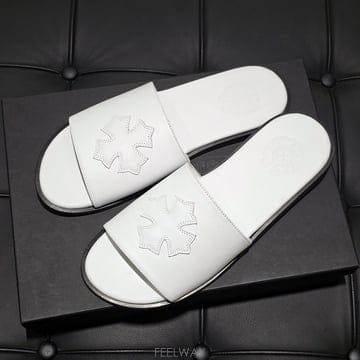 [국내/퀵] 정품/크롬하츠 크로스 패치 슬리퍼 화이트 남성