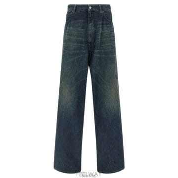 26 FW MM6 메종 마르지엘라 로고 패치 와이드 레그 진 961 SH0LA0038M30063