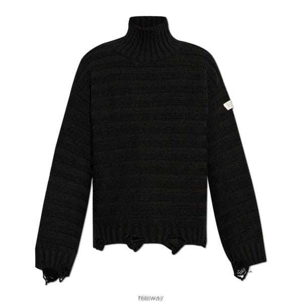 26 FW MM6 메종 마르지엘라 하이넥 드롭 숄더 디스트레스드 점퍼 SH0HA0004M13040